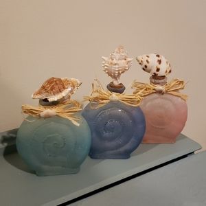 Hand painted seaglass shell bottles